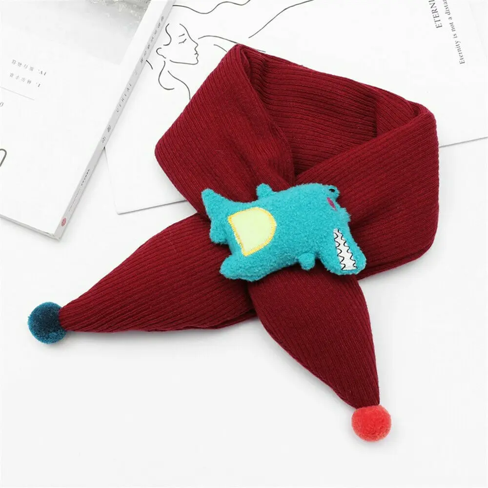 Осенне-зимний шарф с рисунком для маленьких девочек и мальчиков, милый теплый шарф с жирафом для малышей, детский шарф с помпонами - Цвет: I