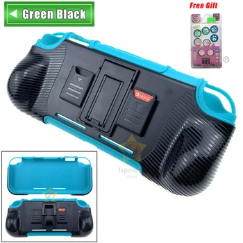 

2 in 1 Hard PC+TPU Protective Cover for NS Nintendo Switch Lite with 2 Game Card Storage Slot Stand Holder Yellow Green Black