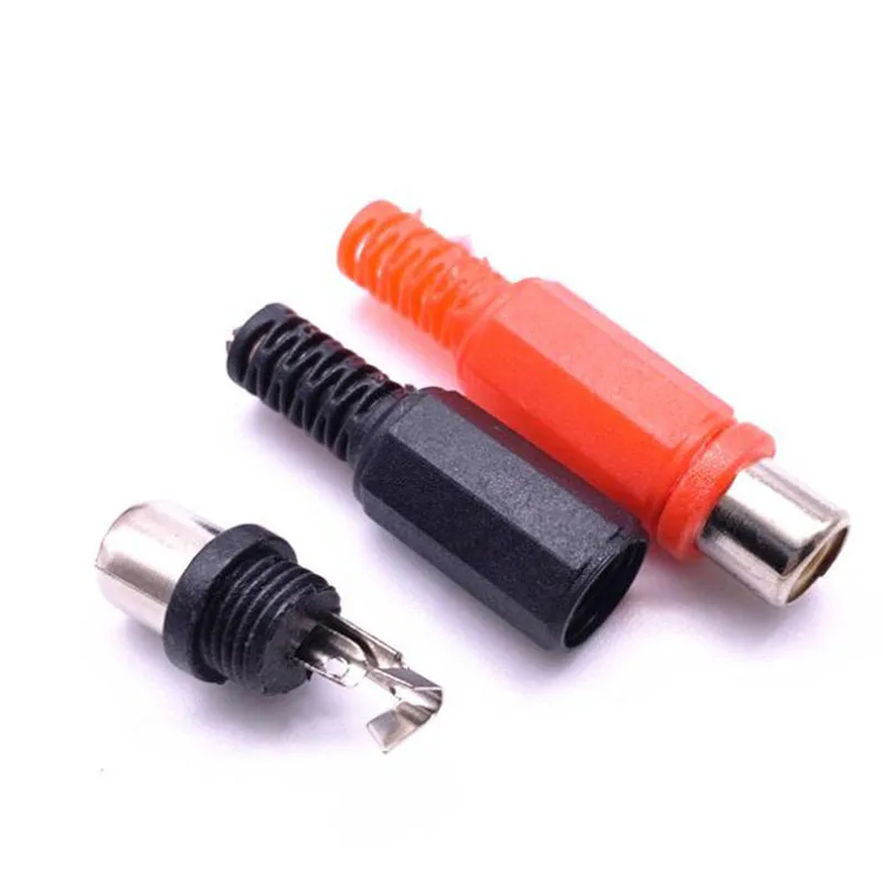 Connector Adapter Power Jack Connector Audio Jack Adapter Audio AV Adapter RCA Plastic Male Female Jack Connector Adapter Solder Audio Video AV Plug Handle Plugs Channel Dual Welding Tool DIY