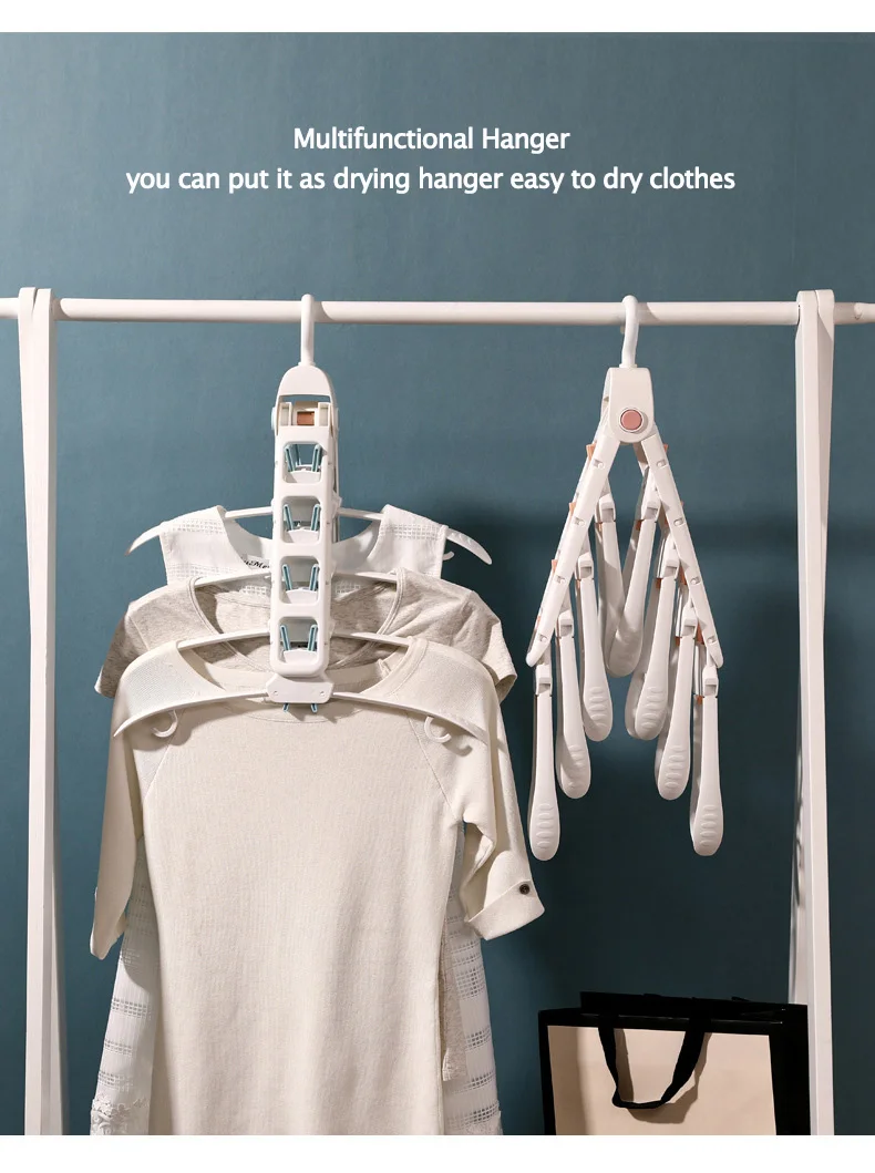 Foldable Rotatable Clothing Hangers Creative with Hooks Scarf Clothes Drying Hanger Closet Garment Racks Hangers for Clothes