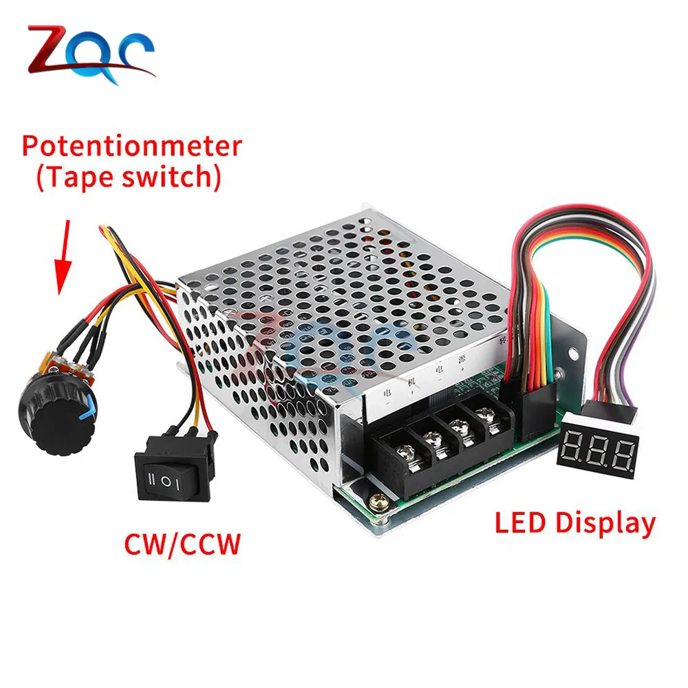 DC 10-50V 40A PWM DC Motor Speed Controller LED Digital Display 0-Adjustable 12V 24V 48V 2000W MAX 60A Reversible