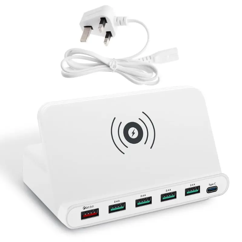 5x usb type C Quick Charge 3,0 PD 18W адаптер питания Qi Беспроводное зарядное устройство для мобильного телефона быстрое зарядное устройство Подставка держатель мобильного телефона