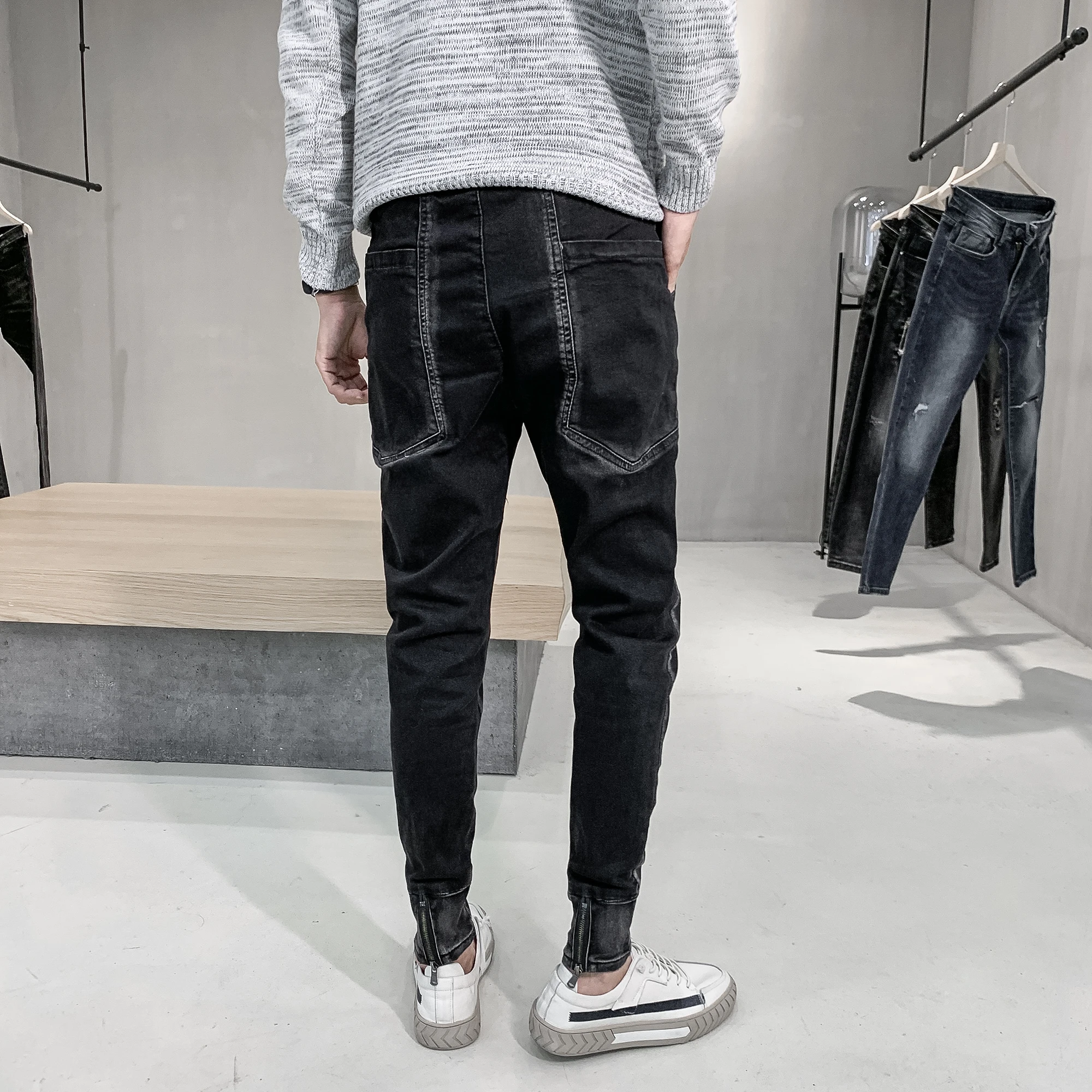 zipper cuff jeans mens