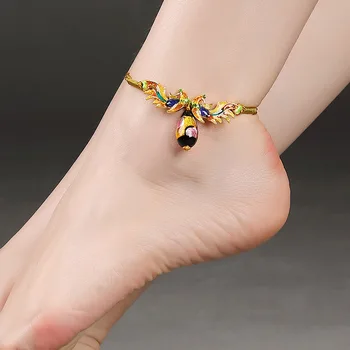 

Lucky Eye Purple Evil Eye Bird Anklets Barefoot Crochet Sandals Foot Jewelry Flower Anklets Bracelets For Women Leg Chain