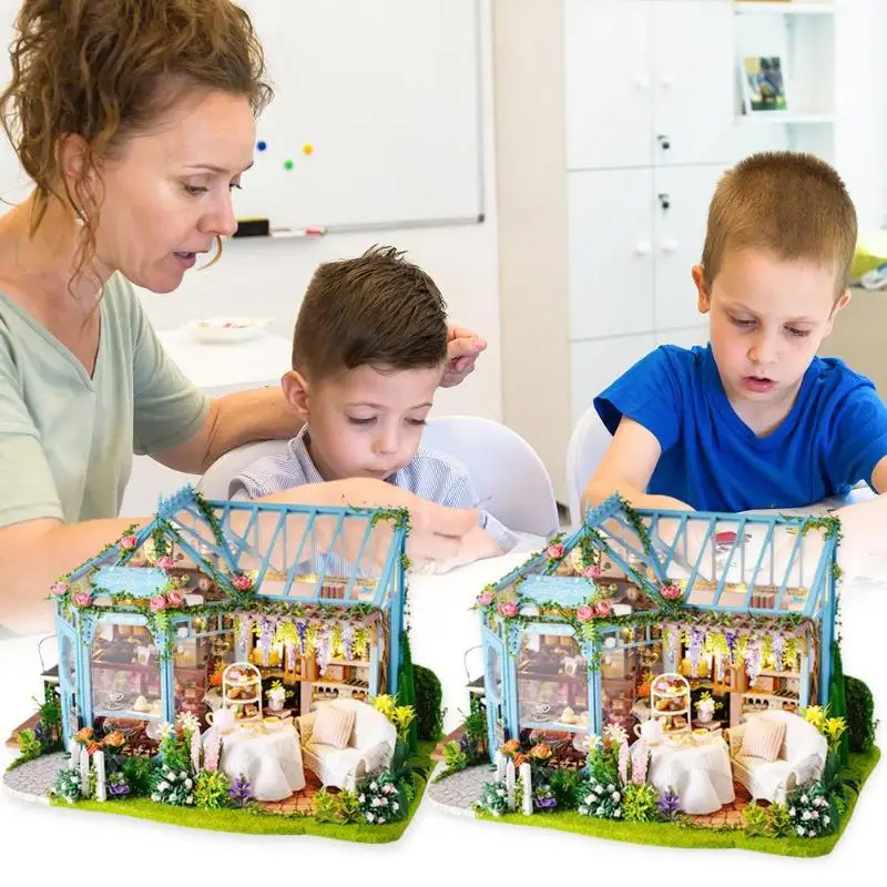 Кукольный дом мебель Diy Миниатюрный 3D Деревянный Miniaturas кукольный домик игрушки пылезащитный чехол Кукольный дом для детей подарки на день рождения