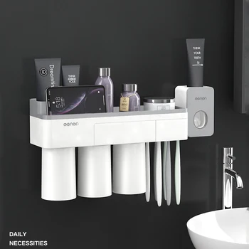 

Hair Dryer Holder Toothbrush Holder Toothpaste Dispenser Tissue Box Toilet Paper Holder For Set 4set Bathroom Accessories Storag