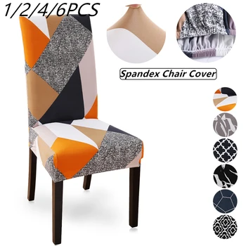 

New 1/2/4/6Pcs Printed Elastic Chair Cover Dining Spandex Stretch Removable Slipcovers for Dining room Banquet Wedding Kitchen
