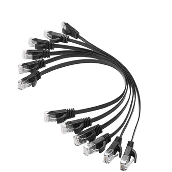 

6 Pcs 1 Ft Flat Internet Network Cable Solid Cat6 High Speed Patch Lan Wire With Snagless Rj45 Connectors