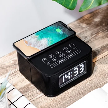 

Homtime D2qi Wireless Charger Bluetooth Speaker and Compatible with iPhone wireless charging functions. U Disk,radio,alarm-clock