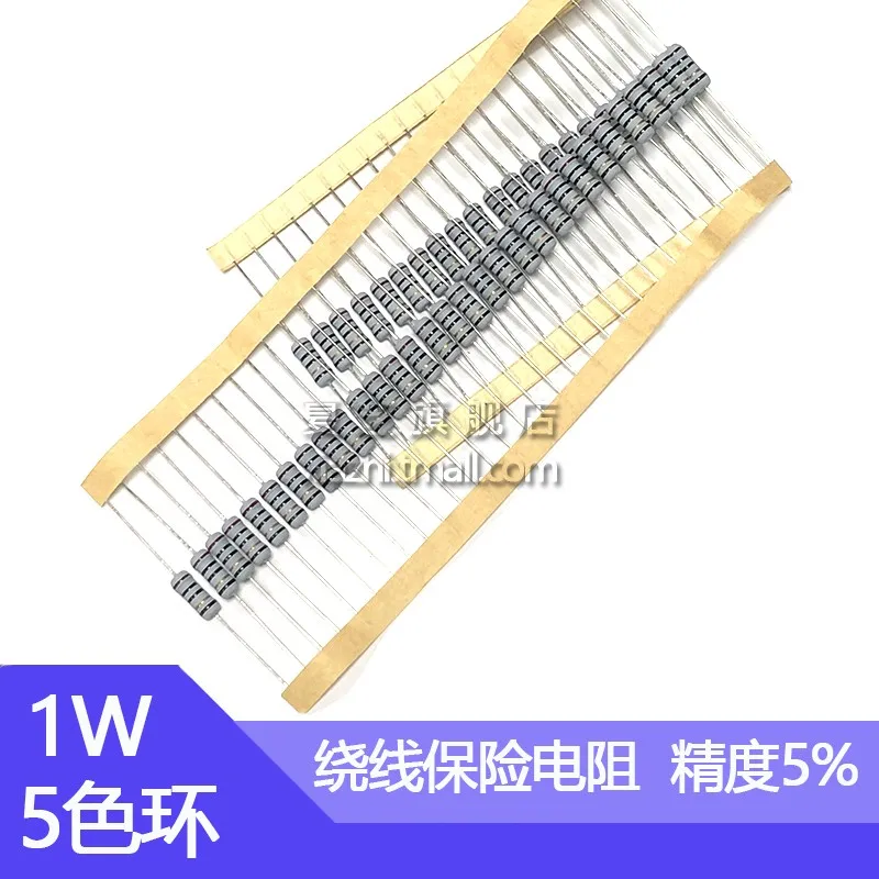 Wirewound Resistor 50pcs 1W Wire-wound Fuse Resistance Accuracy 5% 10 20 22 33 39 47 51 56 68 100 Ohm Wire Wound Resistor 10R 20R 22R 33R 39R 47R
