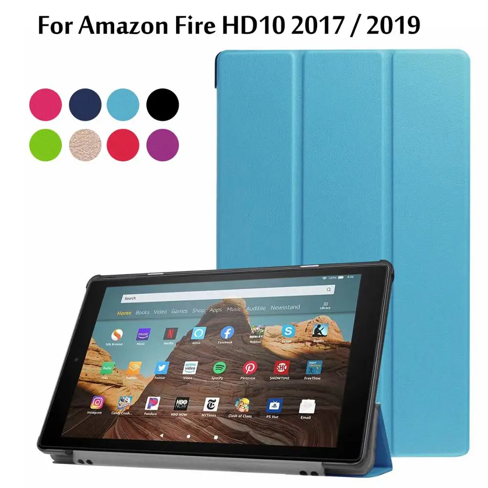 Ультра тонкий магнитный стенд из искусственной кожи чехол для Amazon Fire HD 10 HD10 / 10,1 дюймов планшет Авто спящий чехол