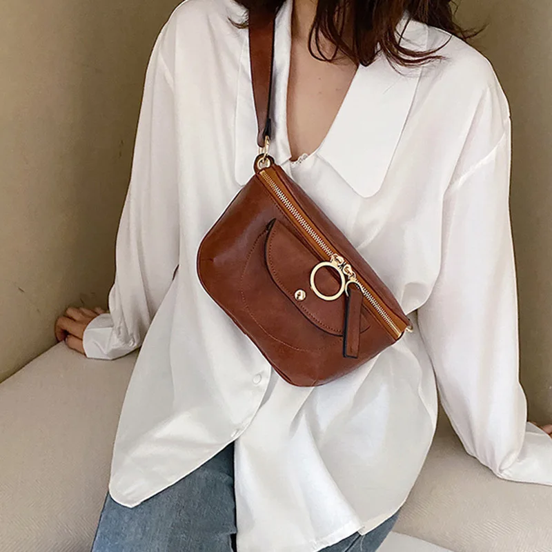 Mododiino однотонная нагрудная сумка из искусственной кожи поясная для женщин через