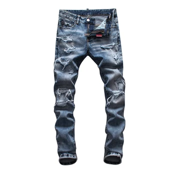 

2019 autumn trend new fashion hole jeans jeans Europe and America hip hop tide men's personality jeans trousers