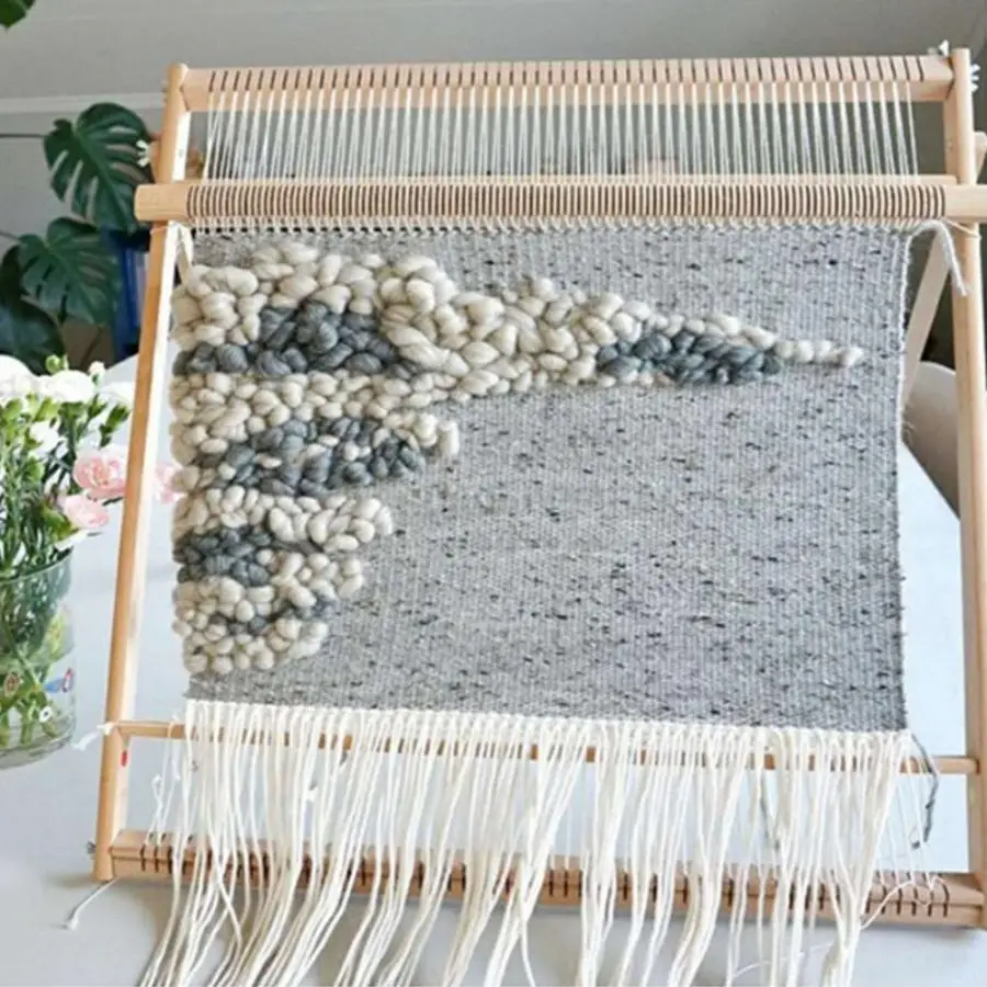 Швейные машины DIY деревянная ручная ткацкая машина регулируемый кронштейн гобелен шерстяное Вязание инструмент для шитья