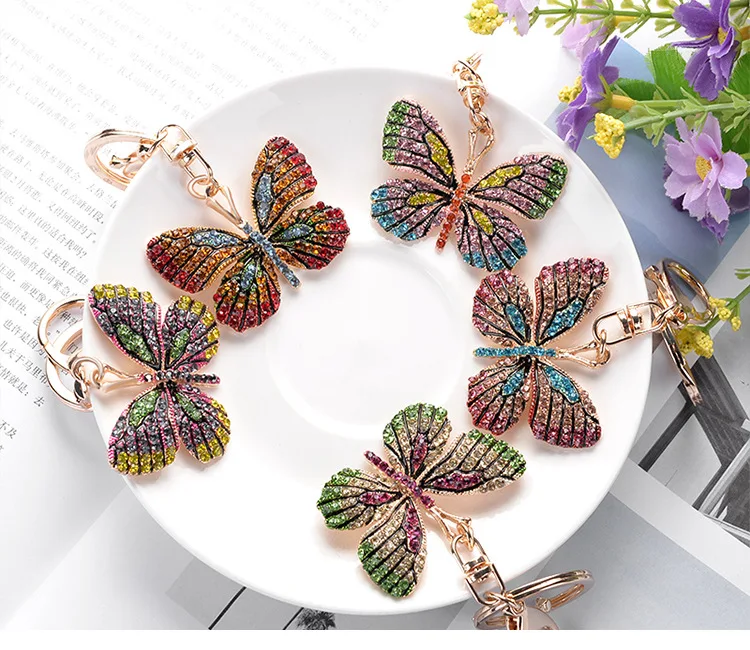 

Creative Exquisite Butterfly Keychain Colourful Rhinestone Fashion Key Ring Xmas Gifts for Women Fashion Accessories