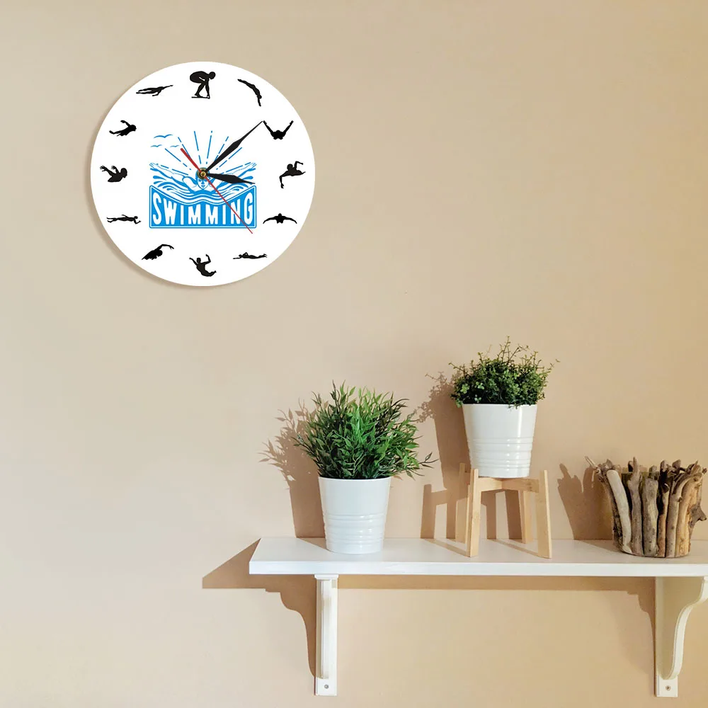 Swimming Sport Art Design Wall Clock Voyage Floating Underwater Diving Swim Coach Home Decor Wall Clock Unique Gift For Swimmer