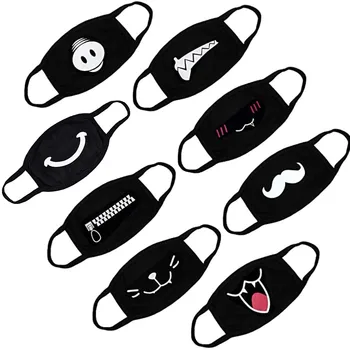 

6/8PCS Unisex Mouth Reusable Masks Anti-Dust Anime Mouth Mask Cute Emoticon Face Mask Warm Windproof Breathable Cotton Masks