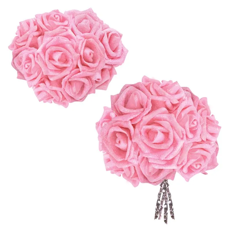 10/20 stücke Glitter Schaum Rose Künstliche Blume Brautstrauß Für Hochzeit Party Decor DIY Kranz Sammelalbum Liefert Gefälschte Blumen – Detail 8