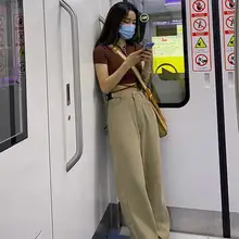 Khaki Pants Women High Waist Straight Jeans Denim Pants Fashion Cute Loose y2k Jeans Streetwear Korean Boyfriend Wide Leg Jeans