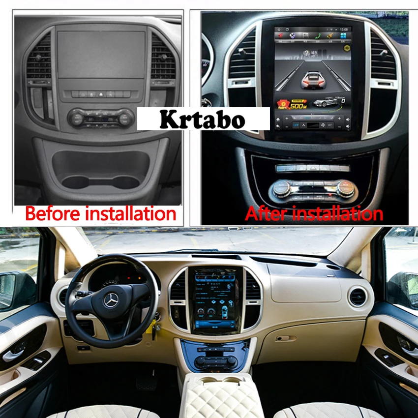 Android System For Mercedes Benz vito 2016 2017 2018 2019 Big Screen Car Multimedia Player GPS Navigation Video Radio Bluetooth 9