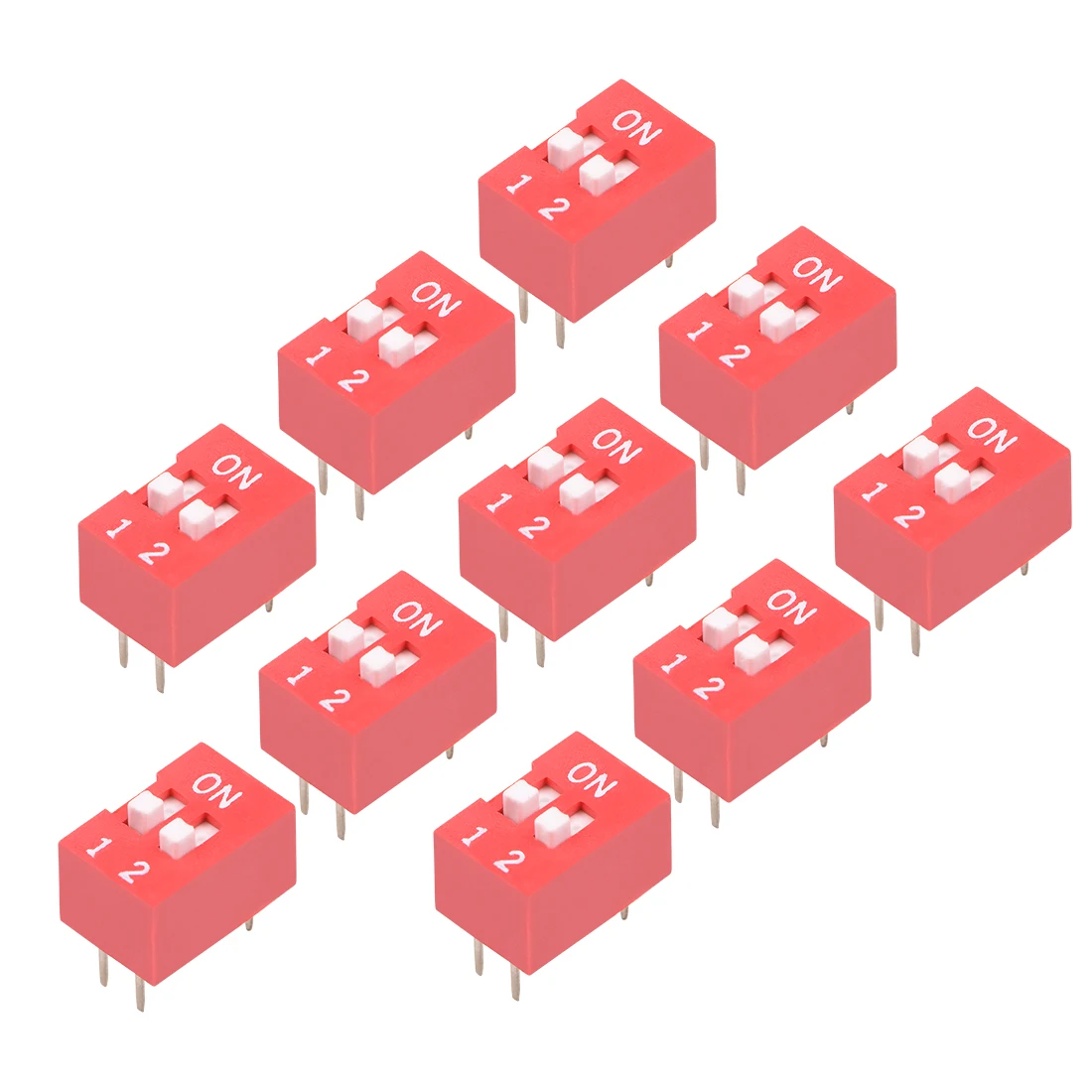

uxcell 10 Pcs Red DIP Switch Horizontal 1-2 Positions 2.54mm Pitch for Circuit Breadboards PCB