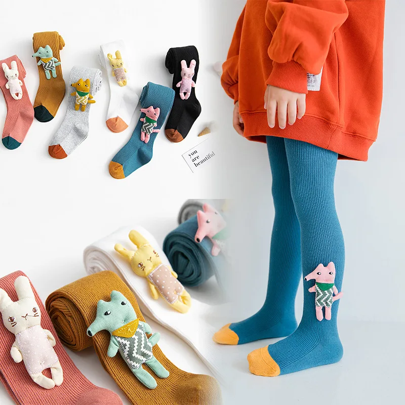 

KMS Spring and summer double needle children pantyhose cartoon doll accessories children socks