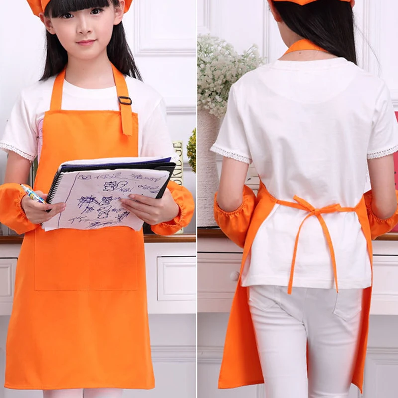 

1 Pc Newest Hot Plain Brief Apron Front Pocket Bib 2019 Kitchen Cooking Craft Baking Art Jamming Kids Child Solid Apron 7 Colors