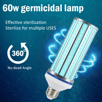 

Disinfection Lamp Ultraviolet UV Lamp 60W LED UV Light Bulb 110V/220V UVC Sterilizer Mite Removal Corn Light With Remote Control