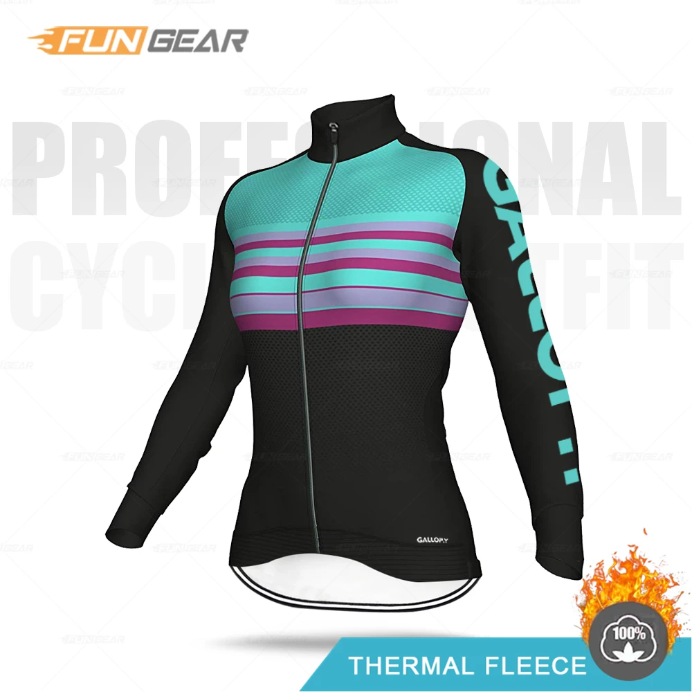 Женская одежда, зимняя одежда для горного велосипеда, одежда для велоспорта, Теплая Флисовая одежда для горного велосипеда с длинным рукавом, Ropa Ciclismo, набор для велоспорта - Цвет: Tops