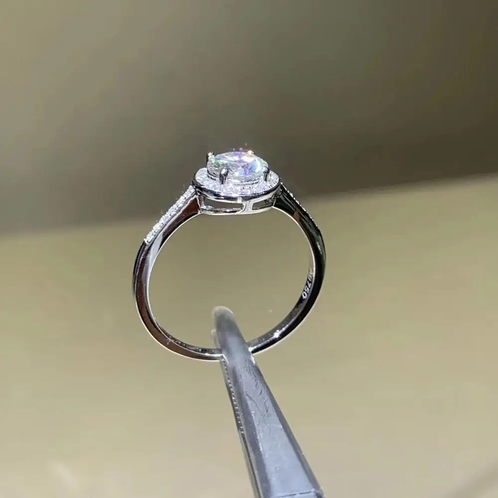 Kkmall магазин круглое серебряное кольцо Moissanite 1.00ct D VVS роскошное свадебное кольцо Moissanite для женщин