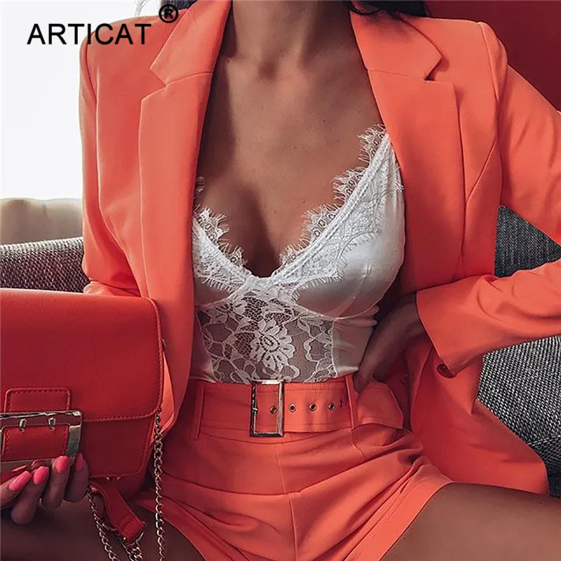 

Articat Sexy Office Lady Two Piece Set Women Suit 2019 Summer Autumn Blazer And Pants Jumpsuit Set Casual Suits Outfits