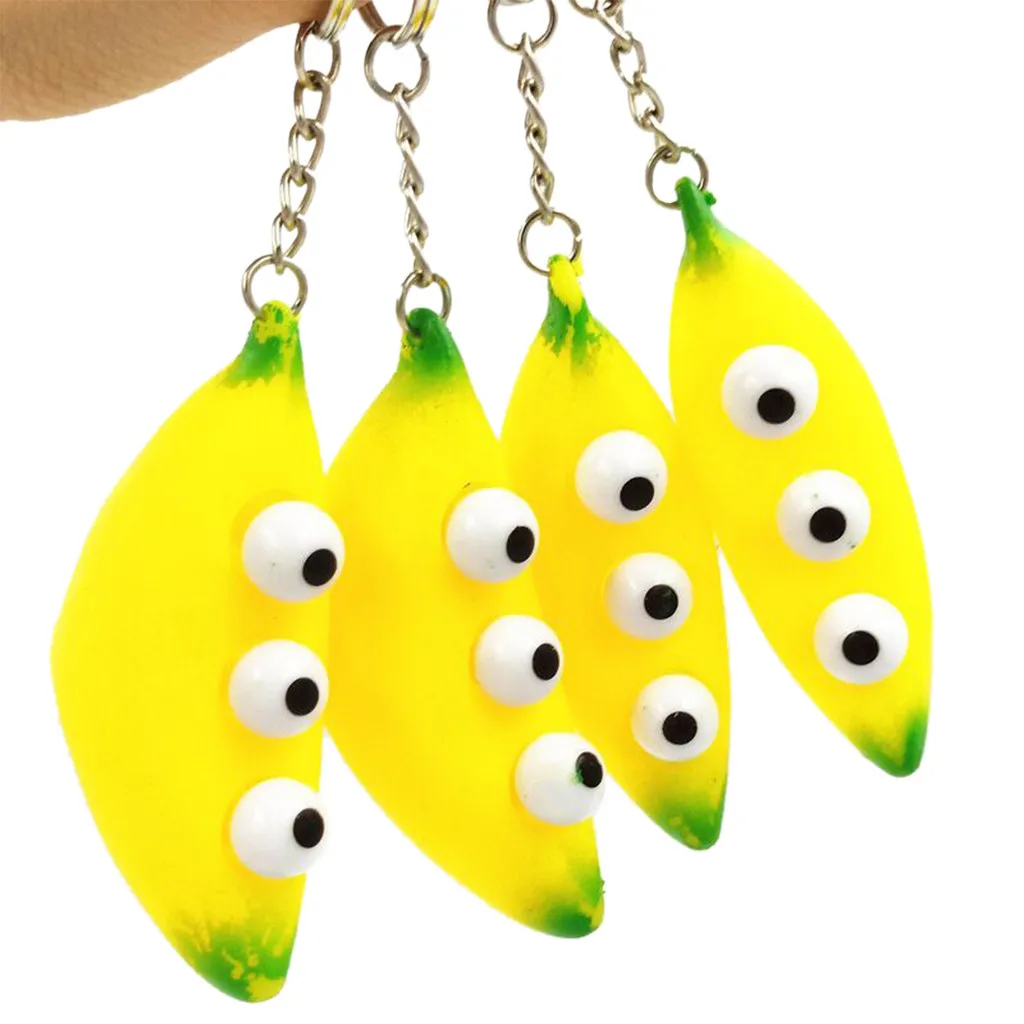 Banana Keychain Stress Reliever Slow Rising Kids Squeeze Toy Interesting Novelty Toy Backpack Key Decorations #A
