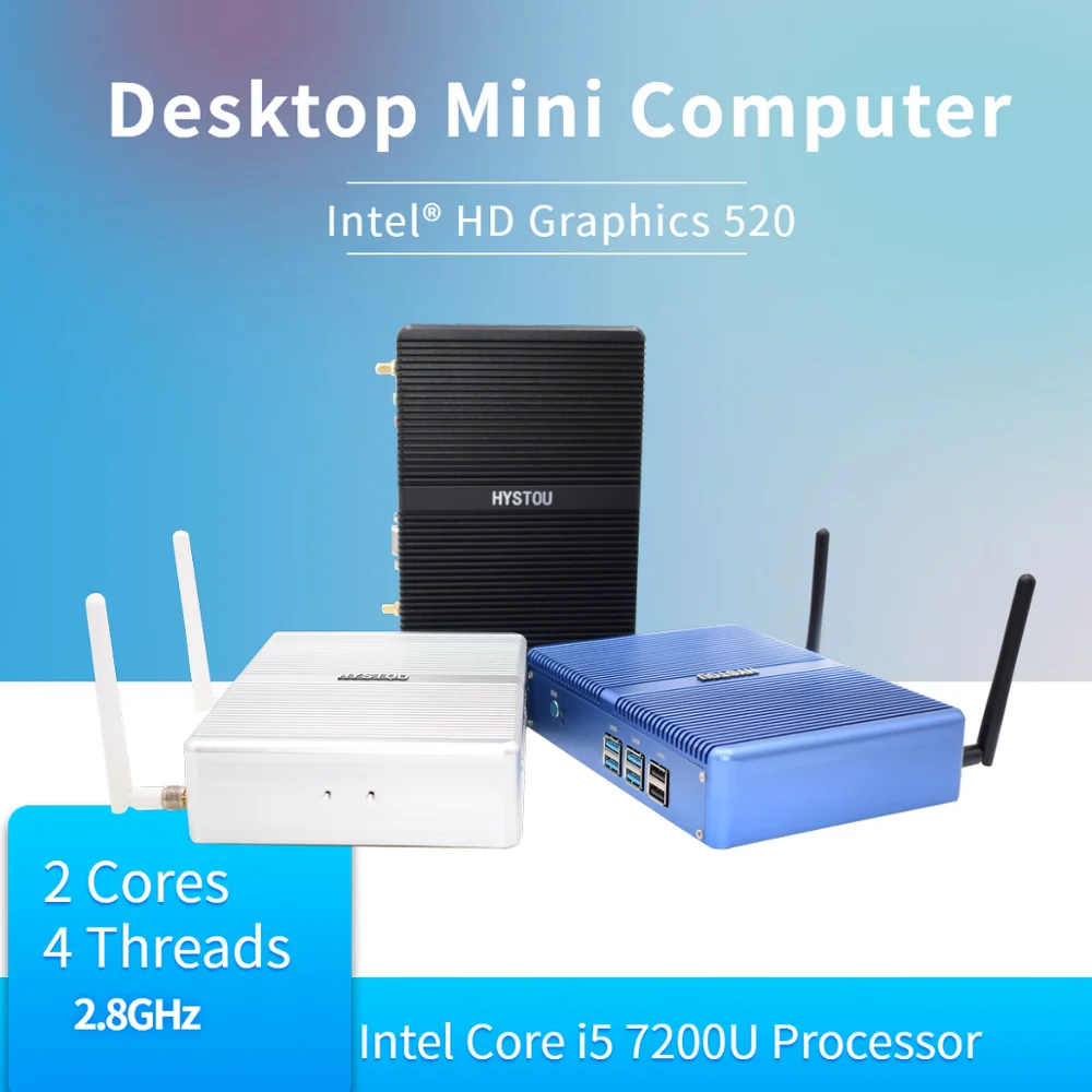Новинка 2019 безвентиляторный мини ПК HYSTOU Wind 10 Intel NUC Core i5 i3 i7 Celeron 2955U