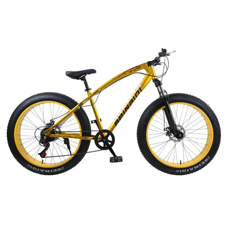 Permalink to Snow beach mountain bike 24or26 inch 4.0 fat tire 7/21/24 speed high carbon steel frame double disc brake sandy mountain bicycle