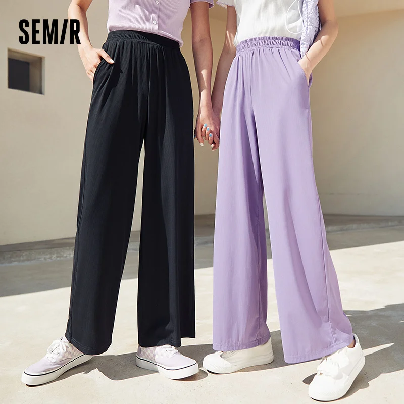 SEMIR Pants Women Loose Wide-Leg 2021 Summer Slim Mopping The Floor Casual Trousers Cloud Light Knit Woman | Женская одежда