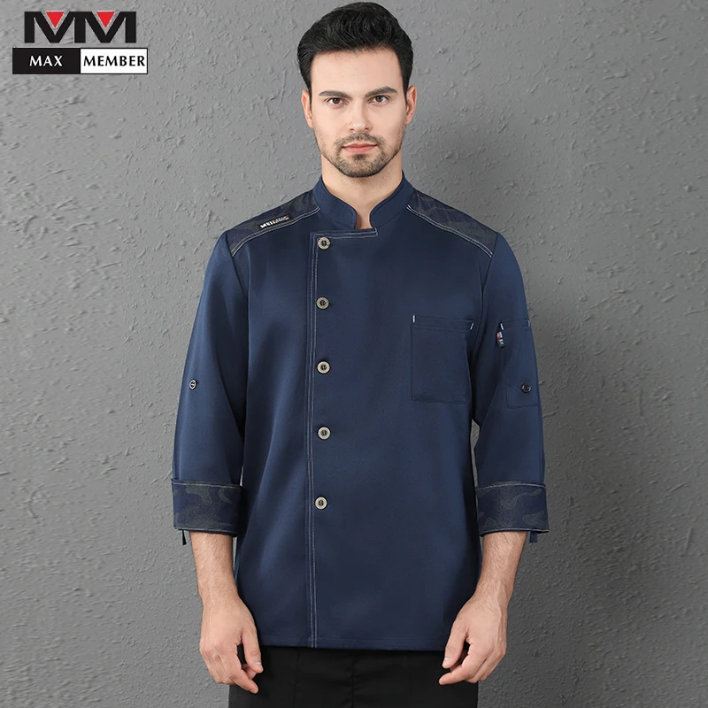 

New Single Breasted Camouflage Long Sleeve Chef Uniform Unisex Kitchen Cooking Coat Bakery Coffee Hair Salon Waiter Work Jacket