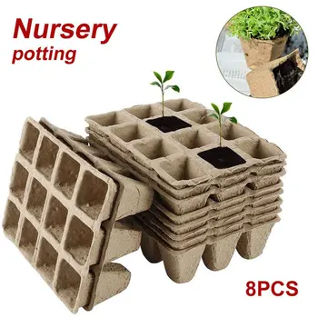 

Home Outdoor Garden Peat Pots With Plant Markers 12 Holes Biodegradable Flowers Garden Tool Starter Tray Kit
