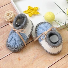 Chaussures de bébé cousues en tricot pour nouveau né fille et garçon, bottes à la mode avec nœud papillon, chaussures de lit à enfiler pour nourrissons 0 24M, faites à la main, meilleures ventes 