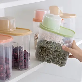 

8pcs/set 1.9L Plastic Storage Box Cereal Dry Food Storage Container Transparent Leakproof Storage Bottle Kitchen Container
