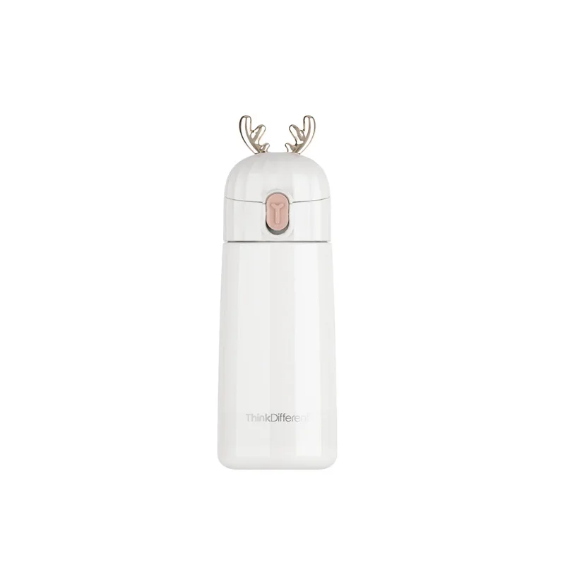 white Bpa-free 270 мл милые 304 Термосы Из Нержавеющей Стали, двухслойные термосы с ушами оленя, термос, Дамская термальная бутылка для воды - Цвет: white