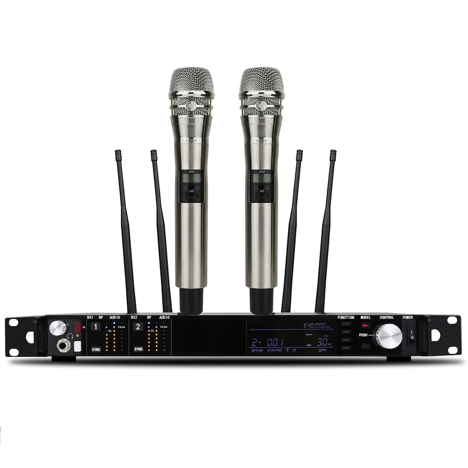 

Stage Performance Home KTV Hip Hop Sing Karaoke Rap UHF AD4D Professional Dual Wireless Microphone Ture Diversity High Quality