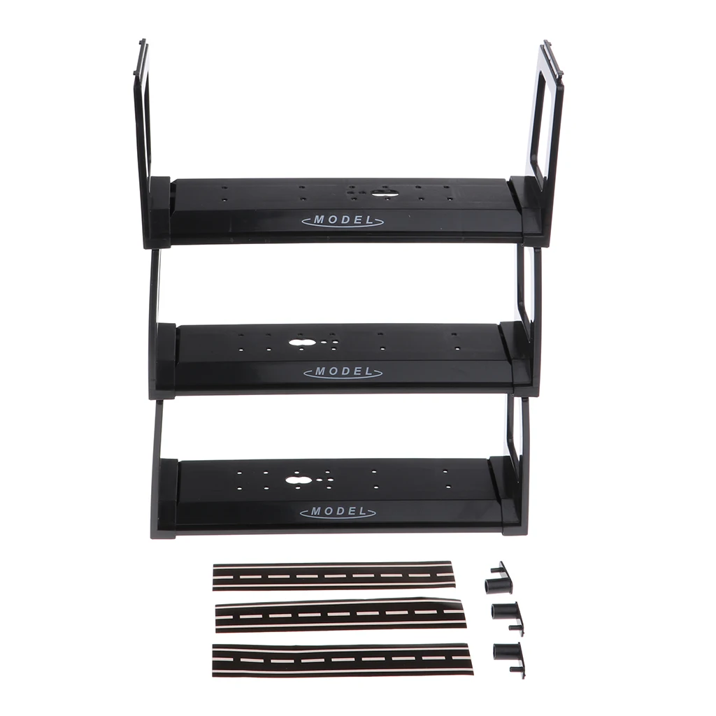 Collectible Display Stand for Models Diecast Toy Cars Black Plastic Showcase Play Table Accessory