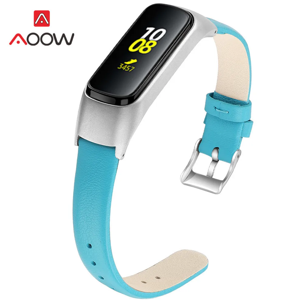 Ремешок из натуральной кожи + металлическая рамка для samsung Galaxy Fit-e SM-R375 Смарт-часы мужские и женские Сменные Мужские t браслет ремешок для R375