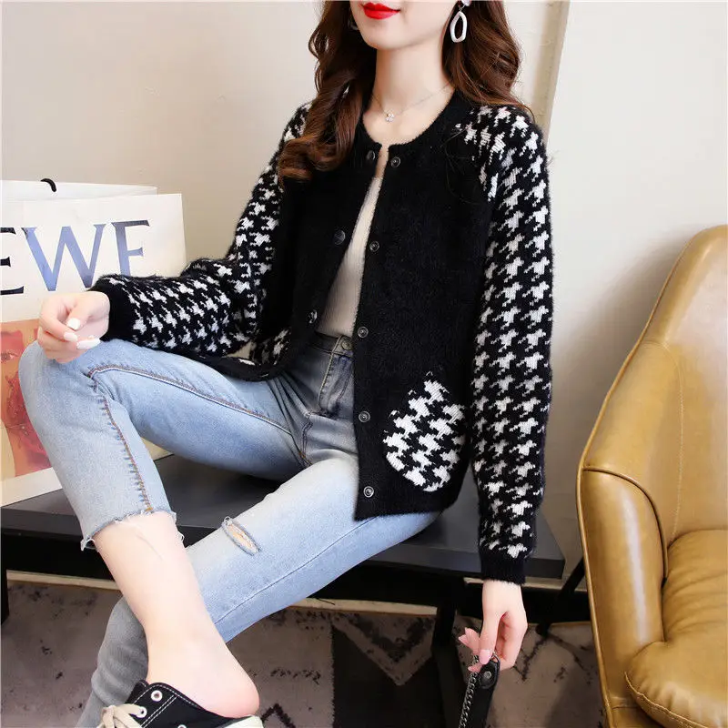 

Mink like coat for women autumn and winter new Korean loose lady woolen coat knitted cardigan double faced