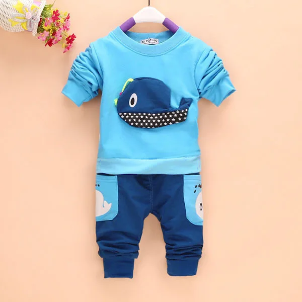 

2PC Baby Tops Long Pants Set Boys Clothes Set Whale Size 1-4 Years