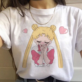 

T Shirt Women Sailor Moon Funny Cartoon Harajuku Femela Tops Ullzang Anime T-shirt 90s Korean Style Tshirt Graphic Top T-shirts