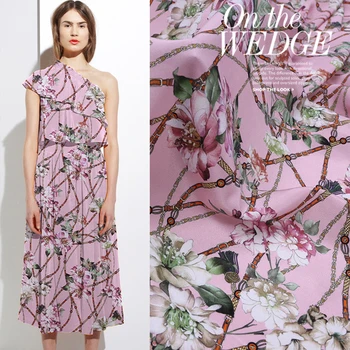 

14CM*50CM thickness 16mm digital printing full silk crepe de chine fabric 100% mulberry silk summer crepe clothing fabric