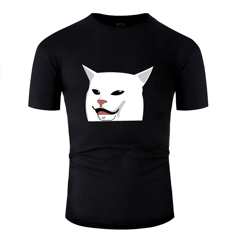 Облегающая футболка с кошачьим мемом на столе, кричащая Женская и Мужская футболка, черная, большие размеры, S-5xl, графическая женская футболка