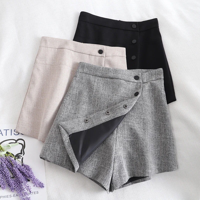 

2020 Early Spring Ladies Retro High Waist Shorts Set Wide Legs
