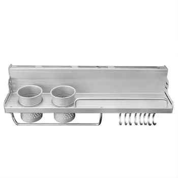 

Wall Mounted Pot Pan Rack Multifunctional Kitchen Bookshelf Storage Rack with Bottle Rack Silverware Caddy Cutlery Blocks Hanger